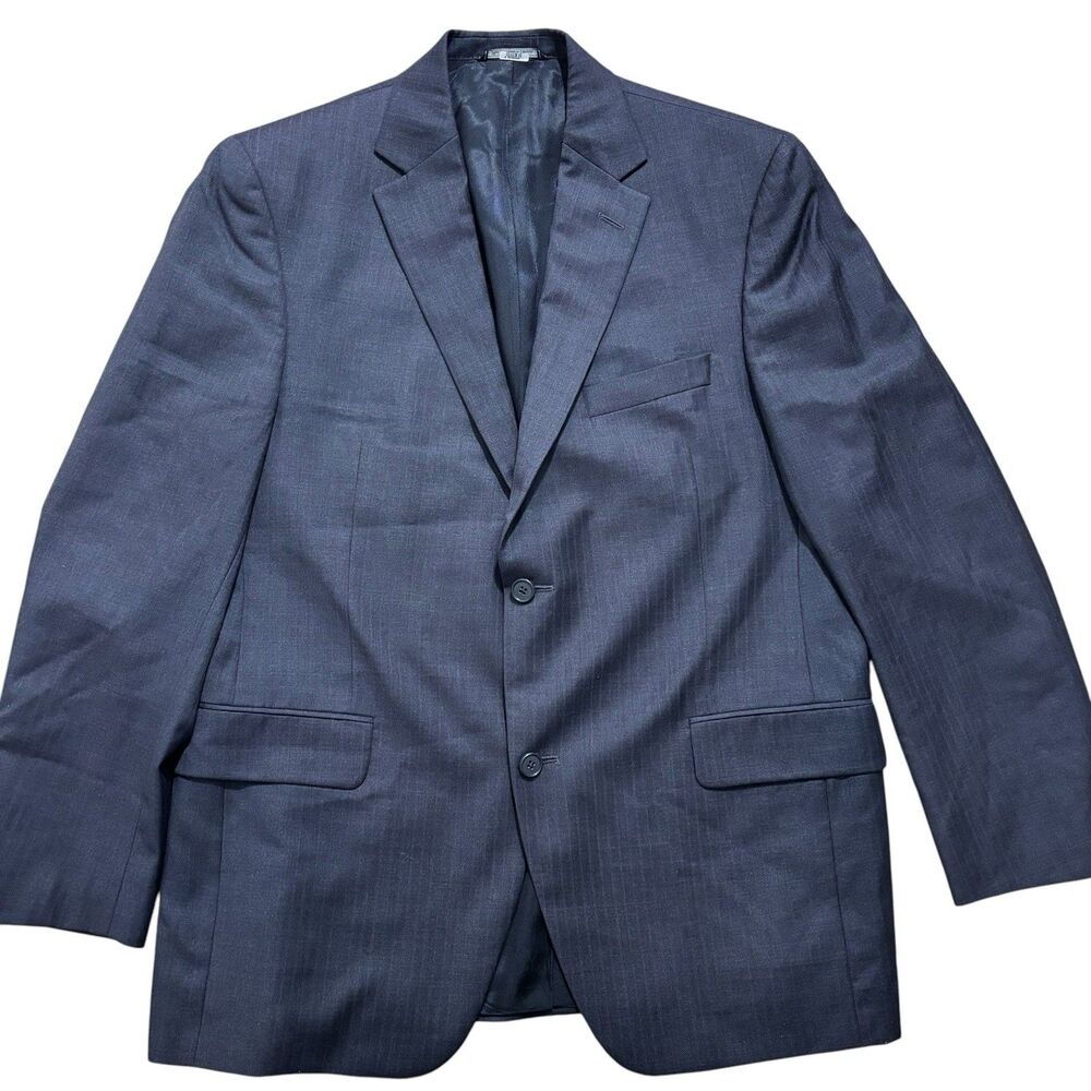 Jack Victor Jacket Mens 42R Gray Blue Stripe Blazer Wool Two Button Suit Coat